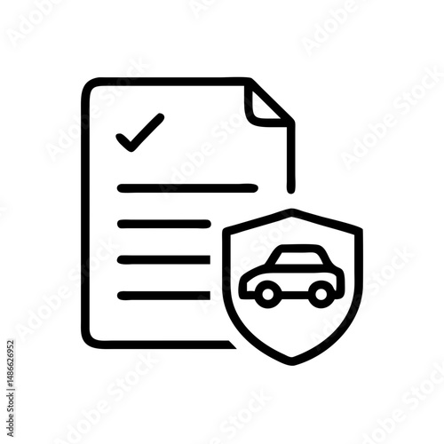 Insurance document with shield and car icon on a white background  