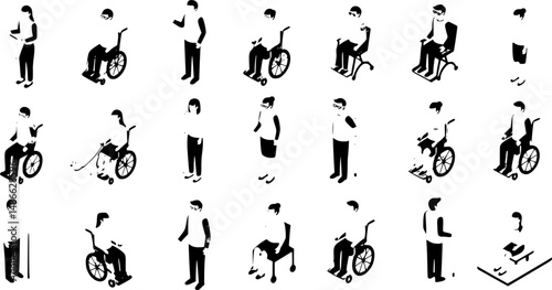 Day persons disabilities icon set. Isometric set of day persons disabilities vector icons for web design isolated on white background
