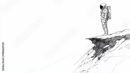 Astronaut on a desolate clifftop