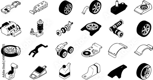 Repairman icons set. Outline set of repairman vector icons for web design isolated on white background
