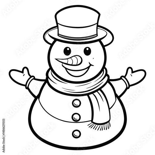 Adorable Snowman Coloring Page: Free Printable Winter Fun Coloring Page