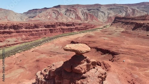 Slow Orbit Around Mexican Hat Rock Formation