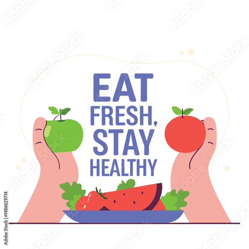 Eat fresh stay healthy healthy food diet nutrition wellness lifestyle vector art