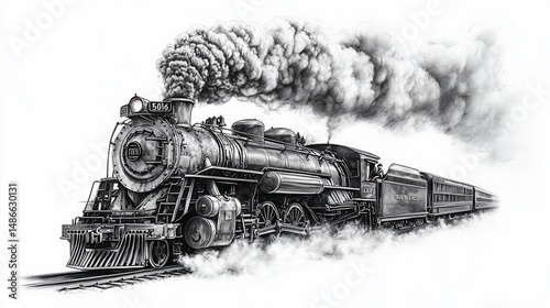 Vintage steam train illustration
