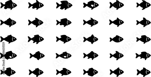 Fish icon set, flat style
