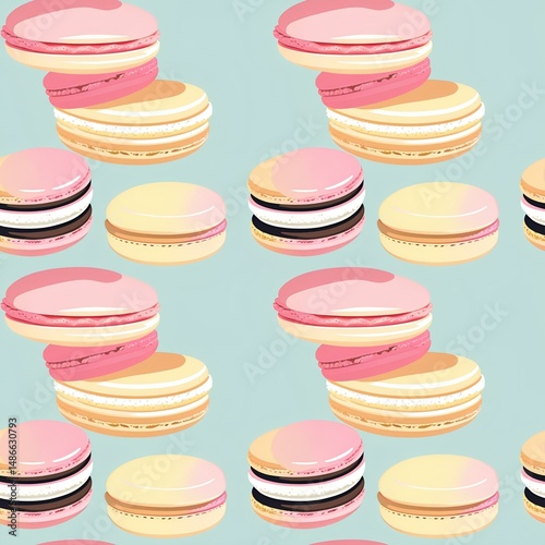 illustrated macarons in a pastel palette