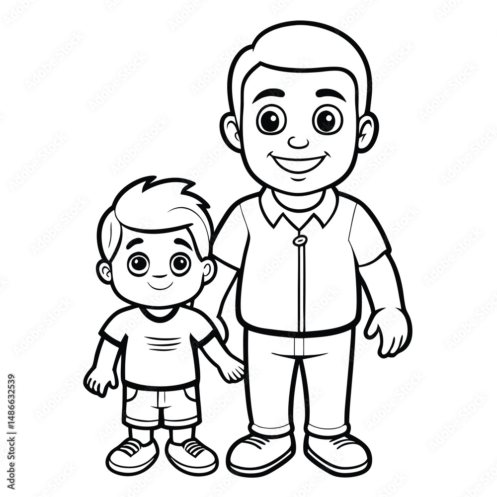 Father Son Clipart: Free Printable Coloring Page Father Son Clipart: Free Printable Coloring Page