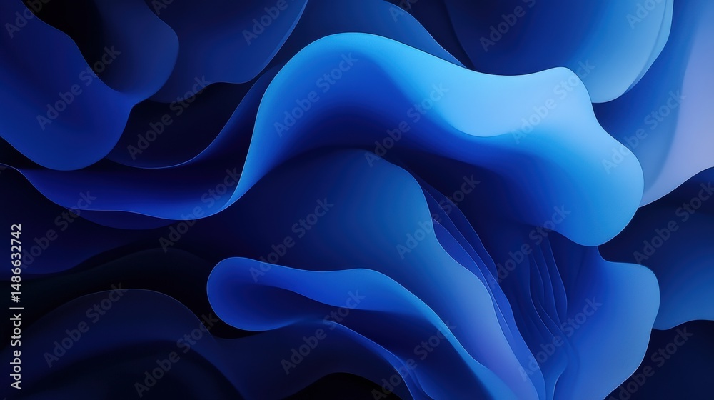 Obraz premium Abstract design with flowing, deep blue forms.