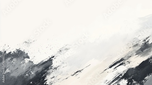 Abstract monochrome paint strokes composition with light and shadow.