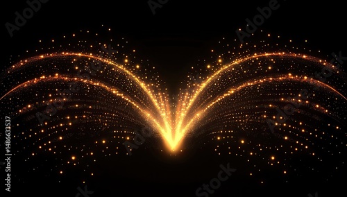 Golden firework burst on black background