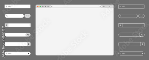 Browser window website mockup template with frames for PC laptop tablet and mobile. Vector illustration for UI and web design presentations.