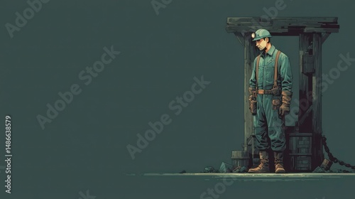 Worker in Protective Gear Standing by Industrial Equipment