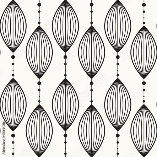 Vector seamless pattern. Stylish modern geometric ornament. Geometric striped background with arches. Art deco monochrome swatches. Tileable prints with arches.