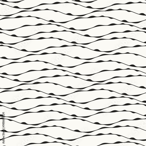 Vector seamless pattern. Abstract marble texture with monochrome wavy stripes. Creative hand drawn background. Decorative design with marbling effect. Can be used as swatch for illustrator.