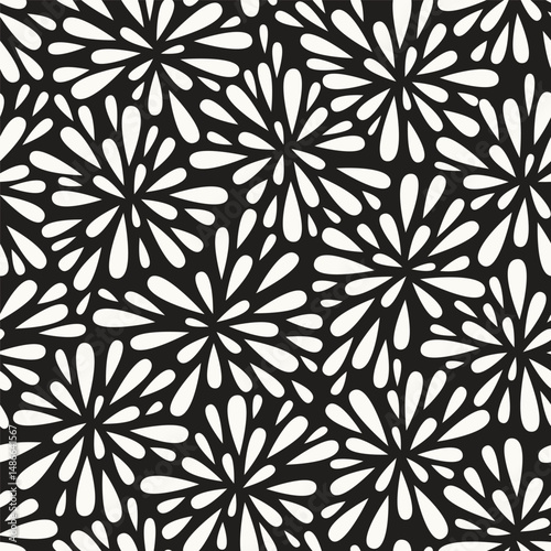Vector seamless pattern. Fireworks tileable design. Stylish structure of natural spots. Abstract monochrome background. Can be used as swatch in Illustrator. Black-and-white spotty print.