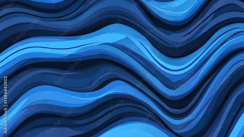 Dynamic Blue Waves: A visually arresting abstract composition of fluid, undulating waves in varying shades of blue, conveying movement and depth. 