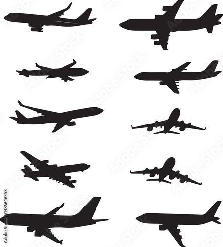 Airplane Silhouettes: Vector Collection of Aircrafts for Design