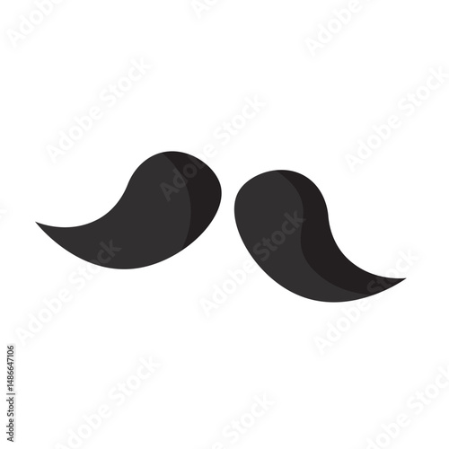 Curved cartoon black mustache. Vector