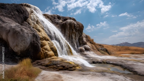 Experience a Volcanic Waterfall Fed by Geothermal Springs Cascading into Crystal Pools Amid Untouched Wilderness
