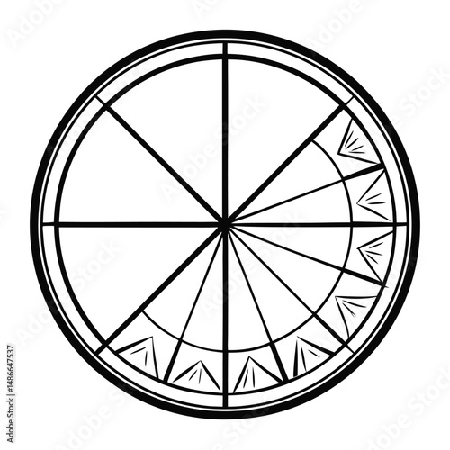 Ancient Astrolabe Diagram:  Celestial Navigation & Astronomy Chart Coloring Page