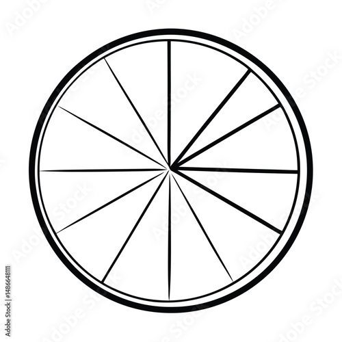 Circular Diagram: 12-Segment Pie Chart, Sectors, Angles, Geometry Coloring Page