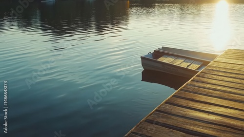 Calm Summer Evening by the Lake with Warm Colors and Tranquil Waters Reflecting the Sunset