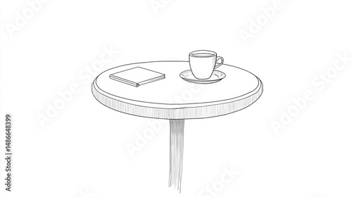 Simple coffee table with book and cup, calm scene, likely for interior design inspiration photo
