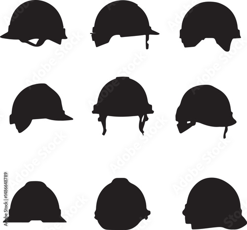 Silhouettes of Safety Helmets: Construction, Work, and Protection
