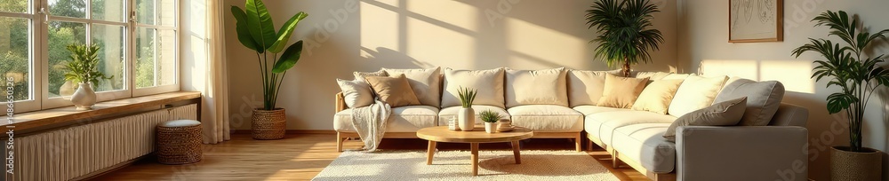 A serene living room, sunlight streaming in, highlighting cozy textures and calming colors, evoking a feeling of peaceful contentment and emotional well-being , emotional, emotion, blankets A serene living room, sunlight streaming in, highlighting cozy textures and calming colors, evoking a feeling of peaceful contentment and emotional well-being , emotional, emotion, blankets