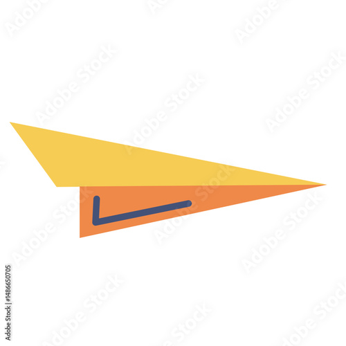 Yellow orange paper plane. Vector