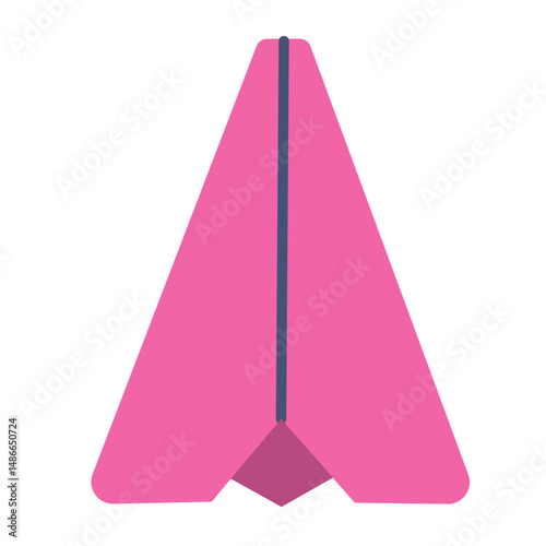 Pink vertical paper plane. Vector