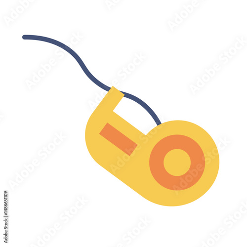 Yellow whistle icon. Vector