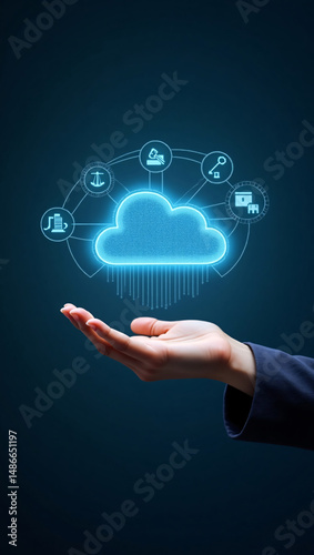 Wallpaper Mural A hand holding a glowing cloud symbolizing data storage and connectivity Torontodigital.ca