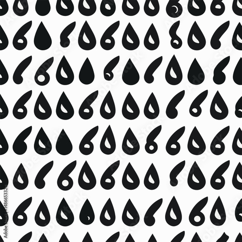Black and white pattern of stylized droplet shapes. Irregular, hand-drawn look.
