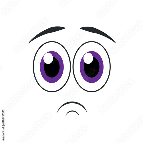 Sad cartoon face expression. Vector
