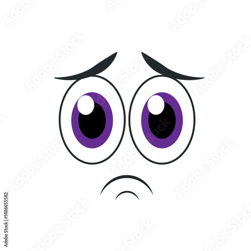 Sad cartoon face expression. Vector