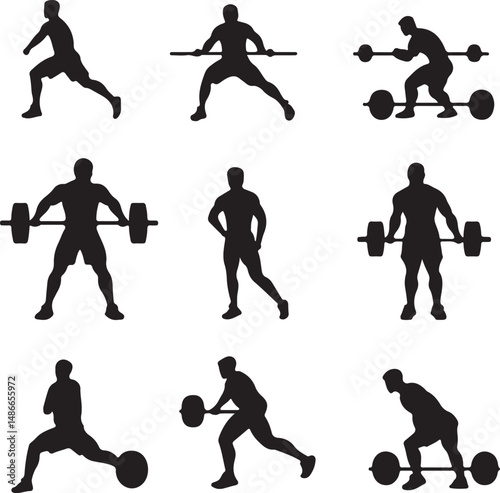Silhouette Weightlifting Exercises: Fitness Training Workout Routine