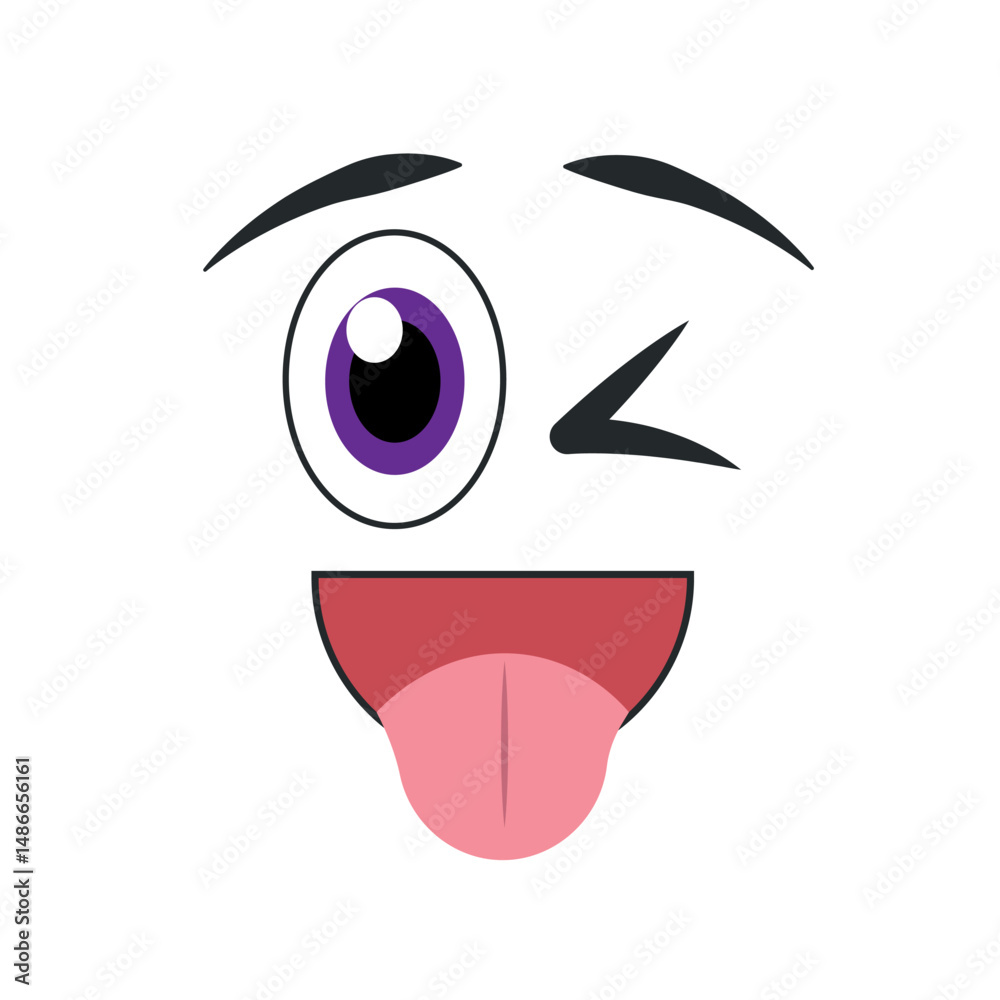 Obraz premium Happy cartoon face expression. Vector