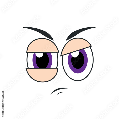 Suspicious cartoon face vector. Vector