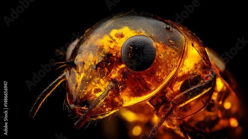 Macro photography capturing preserved ancient insect fossil details revealing exquisite morphology and prehistoric biological insights