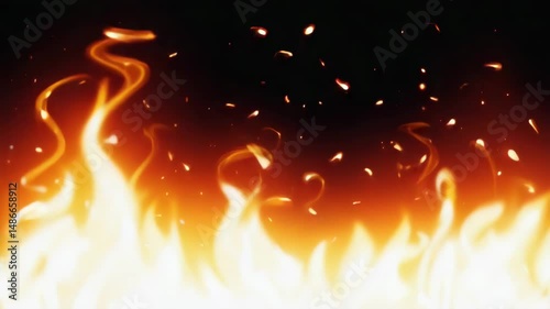 Fiery flames against a dark backdrop