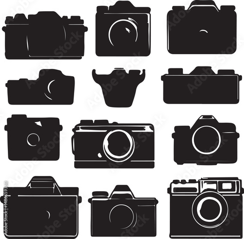 Silhouette Camera Collection: Black Photography Equipment Icons