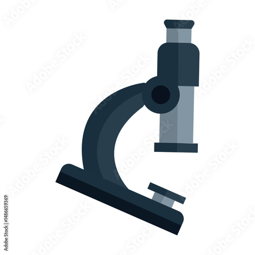 Black microscope silhouette. Vector