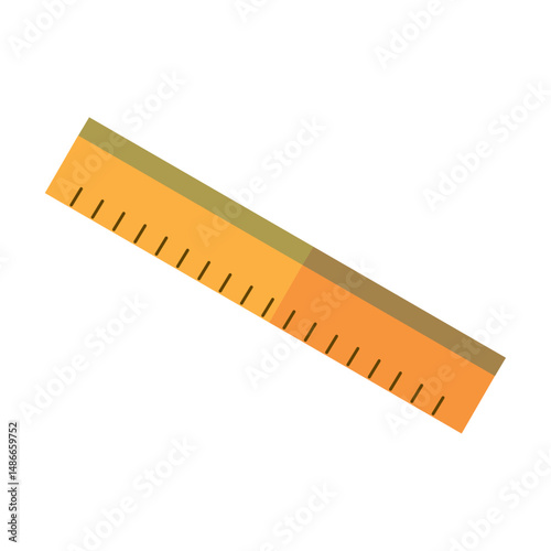 Orange plastic ruler tool. Vector