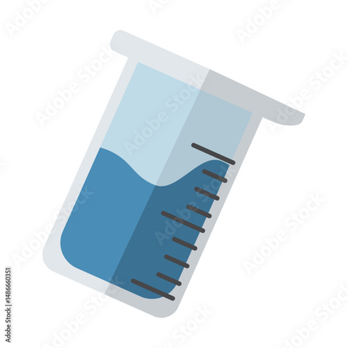 Blue liquid beaker icon. Vector
