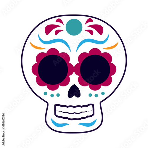 Isolated colored dia de los muertos skull icon Vector