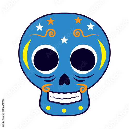 Isolated colored dia de los muertos skull icon Vector