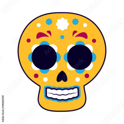 Isolated colored dia de los muertos skull icon Vector