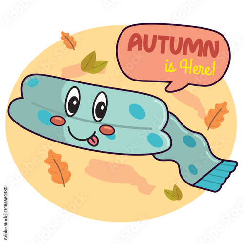 Cute happy winter scarf character Vector
