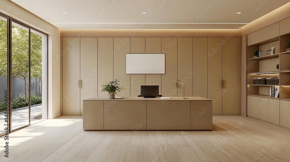 custom made wallpaper toronto digitalModern minimalist office interior design with natural light.